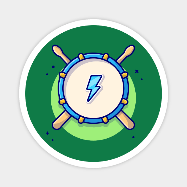 Drum Snare Icon with Drum Sticks Music Cartoon Vector Icon Illustration Magnet by Catalyst Labs